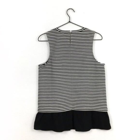 J.CREW Black/White Striped Ruffle-Hem Tank Top Sleeveless Ponte Blouse Small - Picture 5 of 9